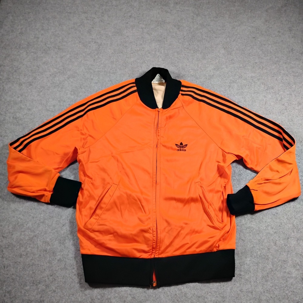 Vintage adidas ATP Ventex Track Jacket Mens Orange Black Full Zip S Stripe‎ 70s